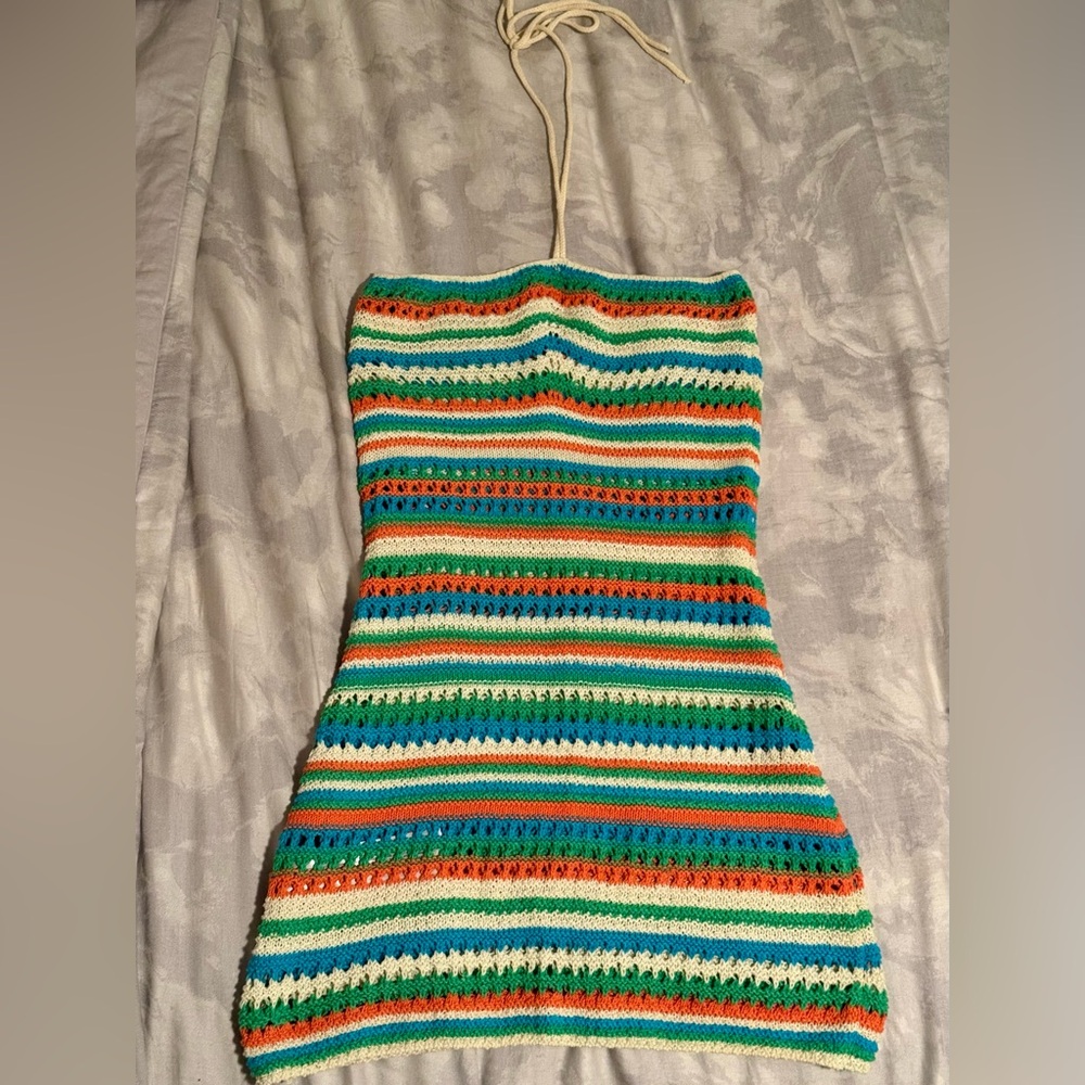 SALE: MANGO Halter Crochet Minidress